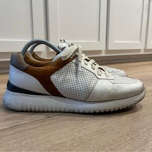 Magnanni Men’s Volar Leather White Brown Lace Up Sneaker Size 9.5